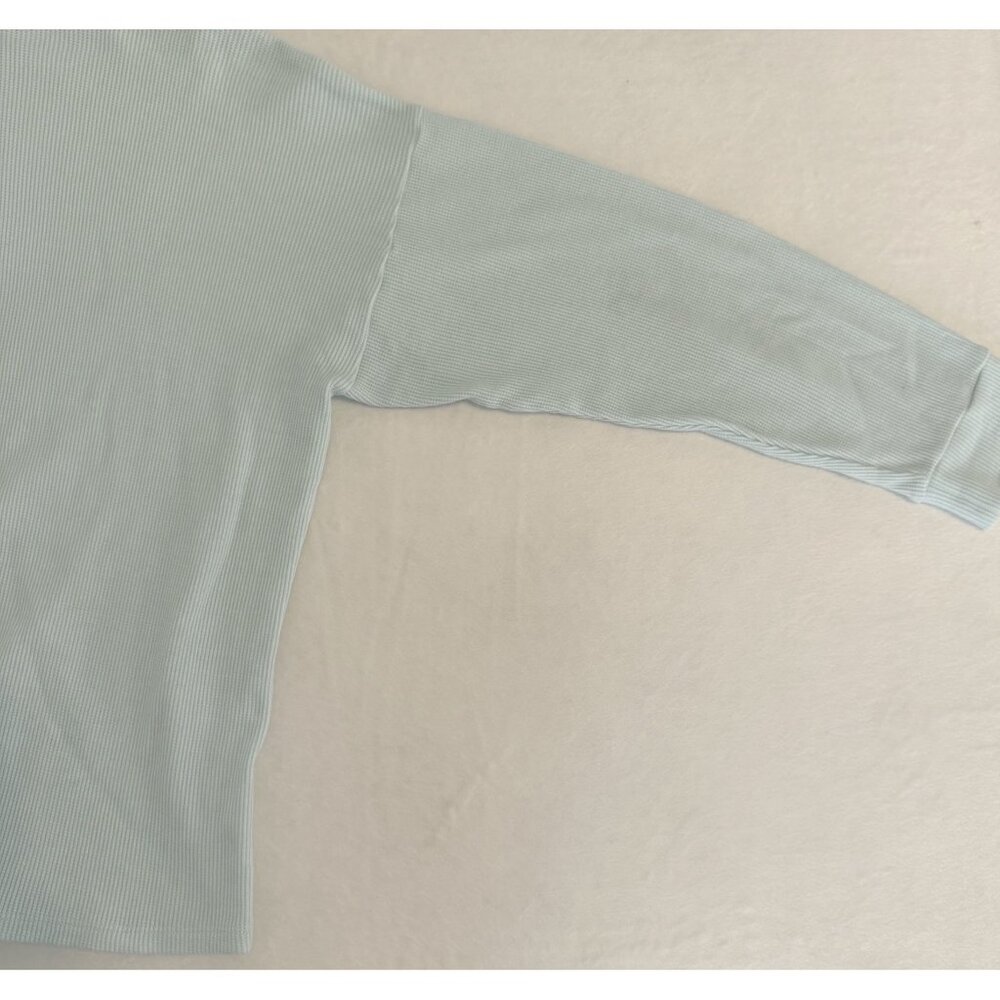 Medium Eileen Fisher Boxy Thermal Hoodie Long Sleeve Top Clearwater Blue - Picture 8 of 11